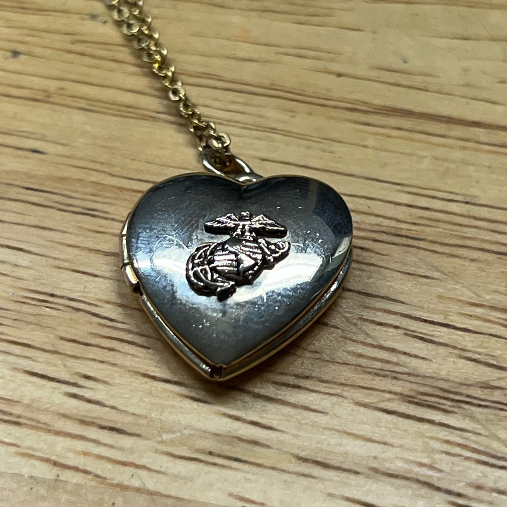 Gold Heart Pendant Locket Necklace with Embossed Design
